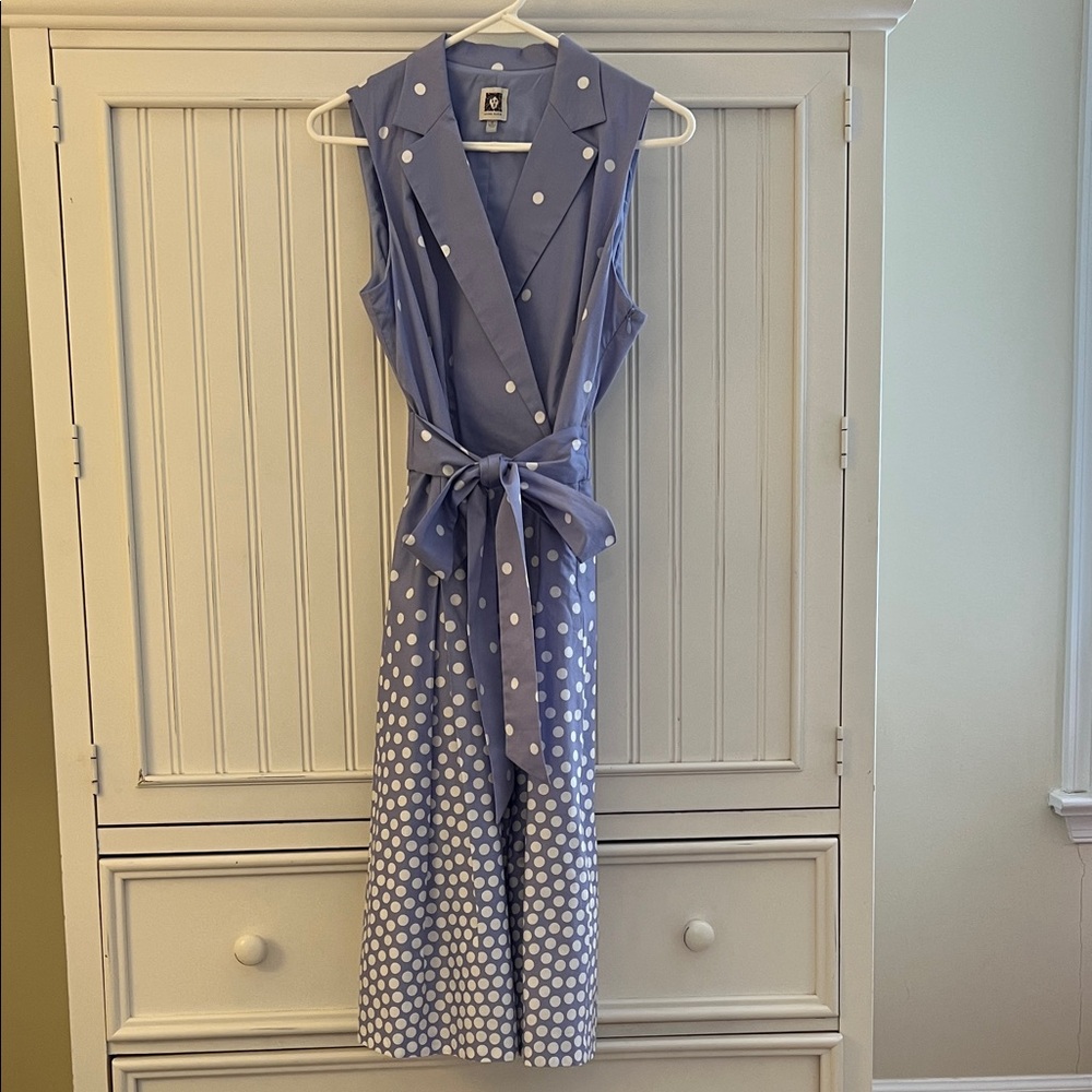 Anne Klein Sleeveless Lavender Polka Dot Midi Dress